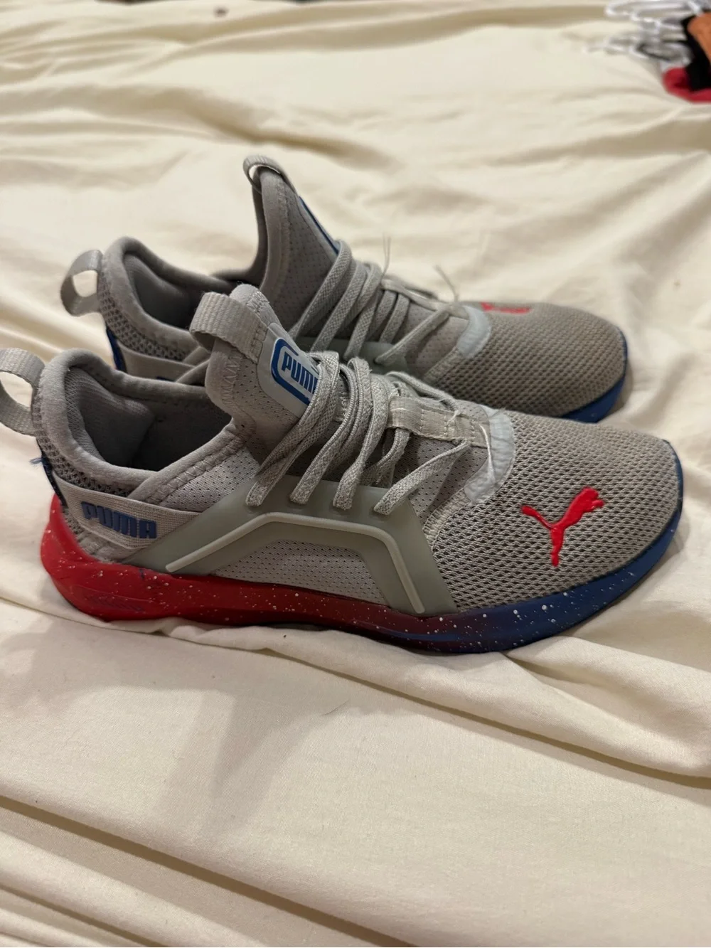 Puma Boys Gray Red Blue Athletic Sneakers | Size 2C
